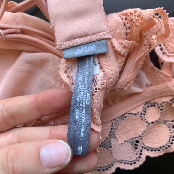 Aerie Light Pink Floral Lace Racerback Adjustable Strap Bralette size Medium EUC - Picture 5 of 6